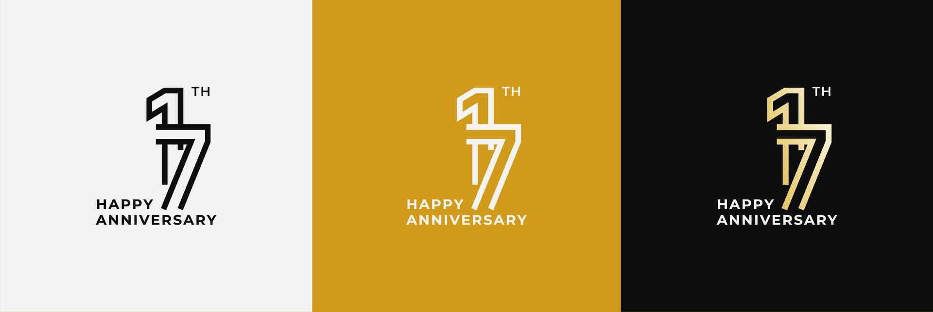 Logo 17th, 17 years anniversary, Creative design template for celebration, birthday, greeting and invitation. Editable file vector