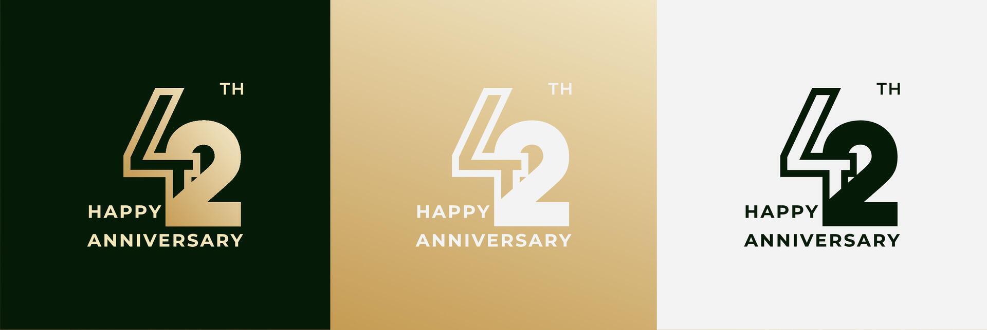 Logo 42th, 42 years anniversary, Creative design template for celebration, birthday, greeting. Editable file vector