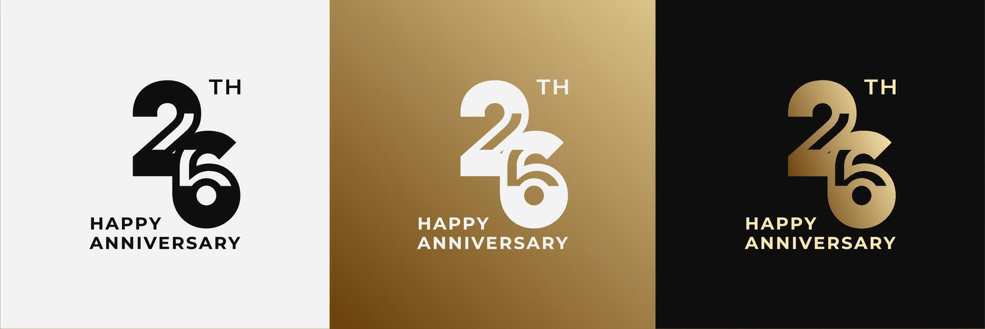 Logo 26th, 26 years anniversary, Creative design template for celebration, greeting, birthday and invitation. Editable file vector