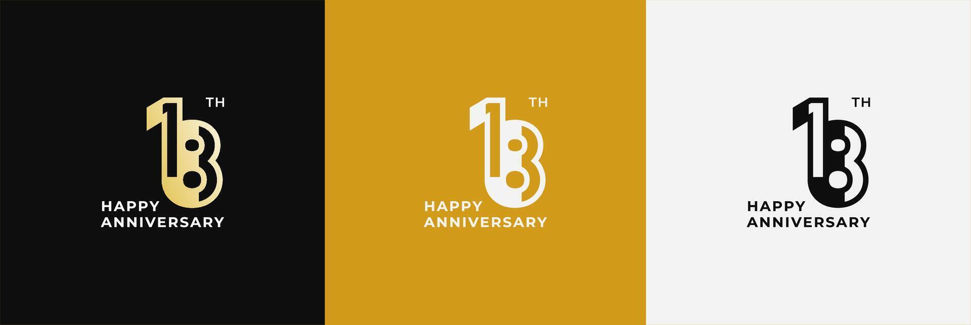 Logo 18th, 18 years happy anniversary, Creative design template for celebration, birthday, greeting and invitation. Editable file vector