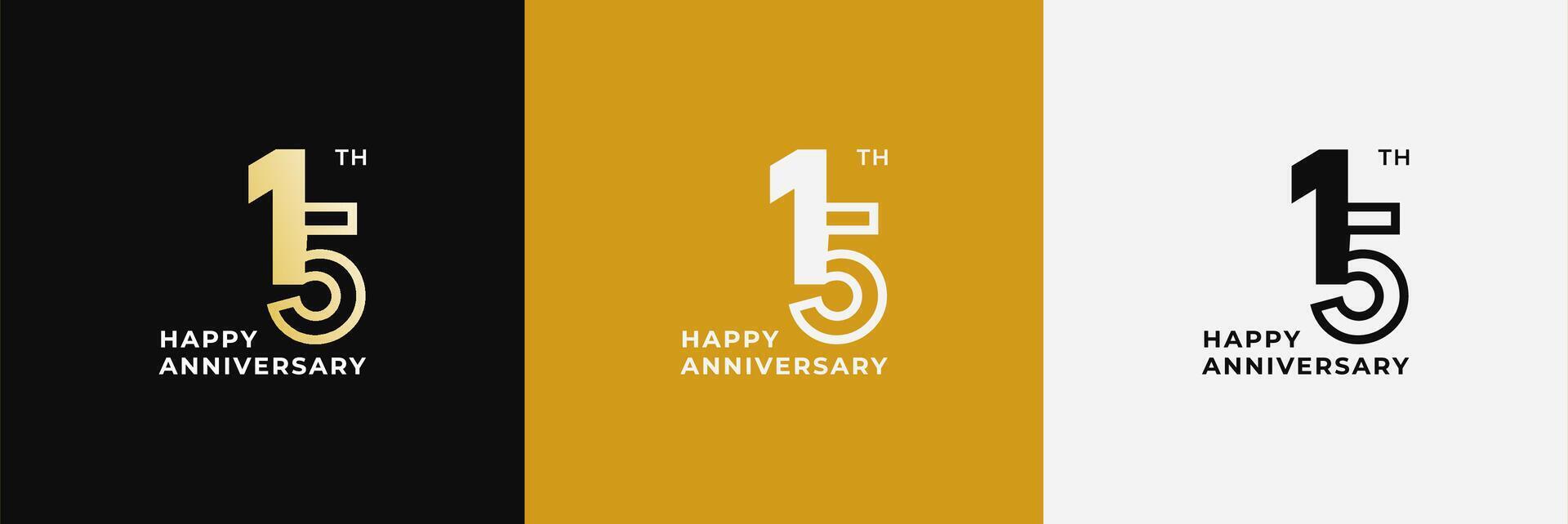 Logo 15th, 15 years anniversary, Creative design template for celebration, birthday and invitation. Editable file vector