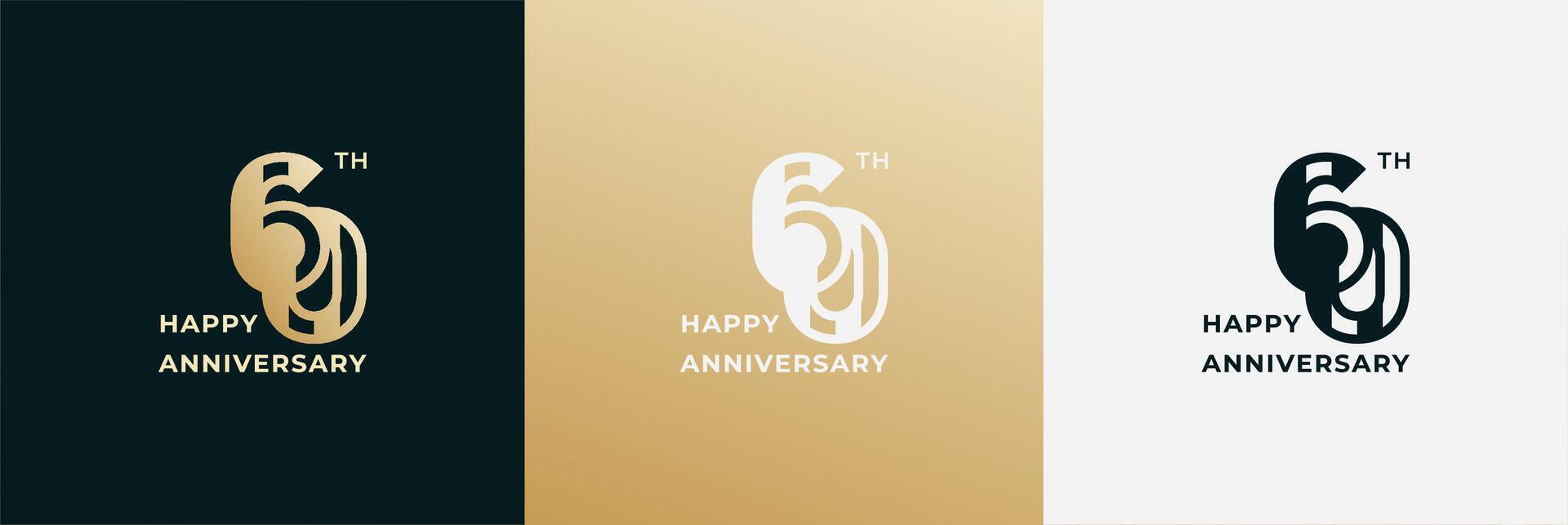 Logo 60th, 60 years happy anniversary, Creative design template for celebration, birthday, greeting and invitation. Editable file vector