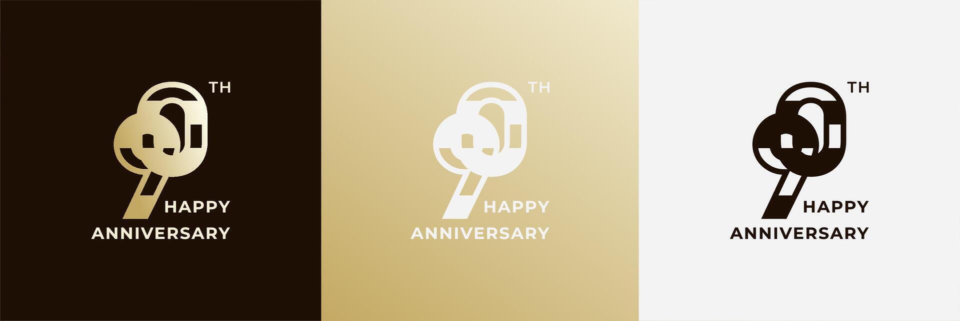Logo 90th, 90 years happy anniversary, Creative design template for celebration, birthday, greeting and invitation. Editable file vector