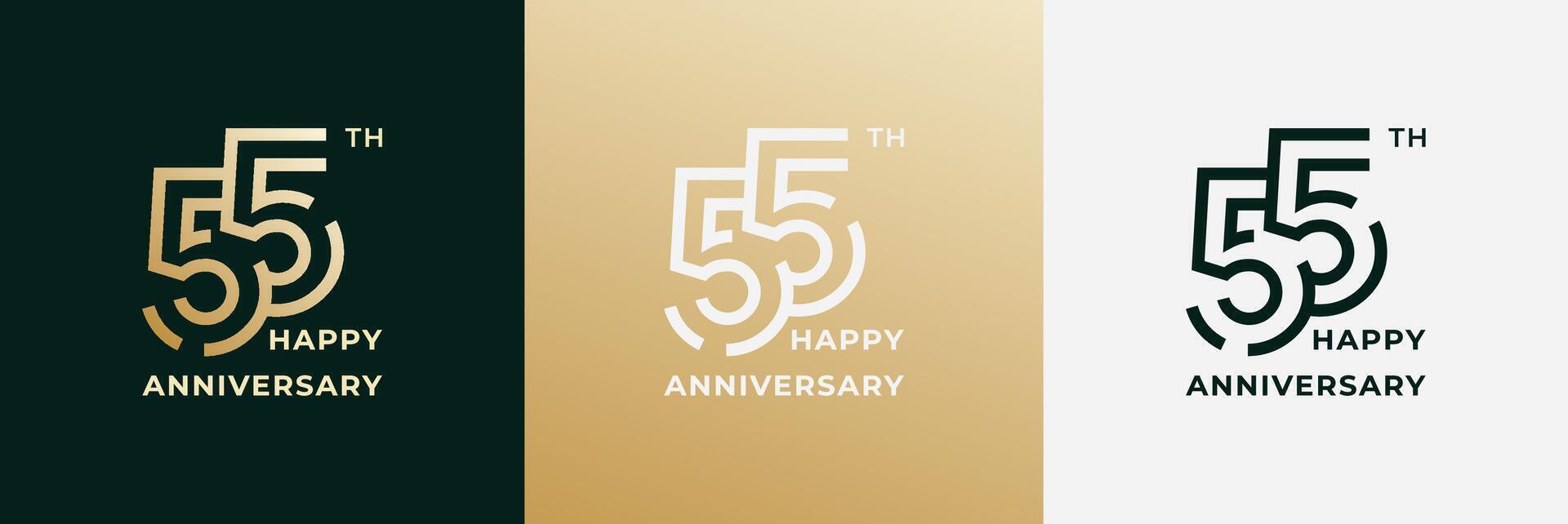 Logo 55th, 55 years anniversary, Creative design template for celebration, birthday, greeting and invitation. Editable file vector