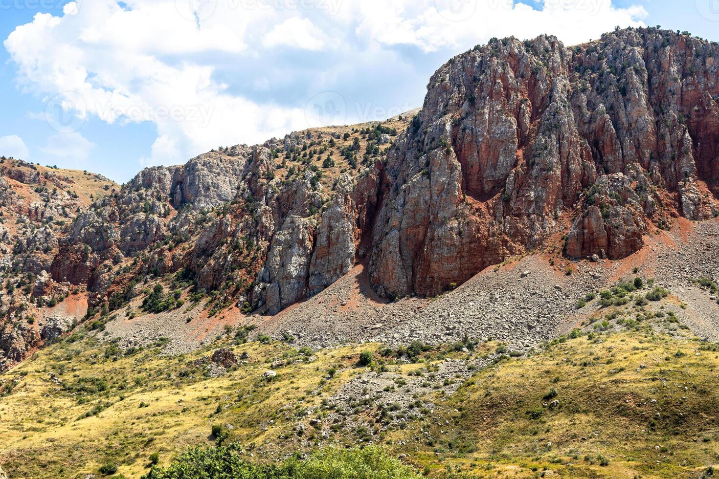 colorful rocks of gorge around Noravank monastery photo