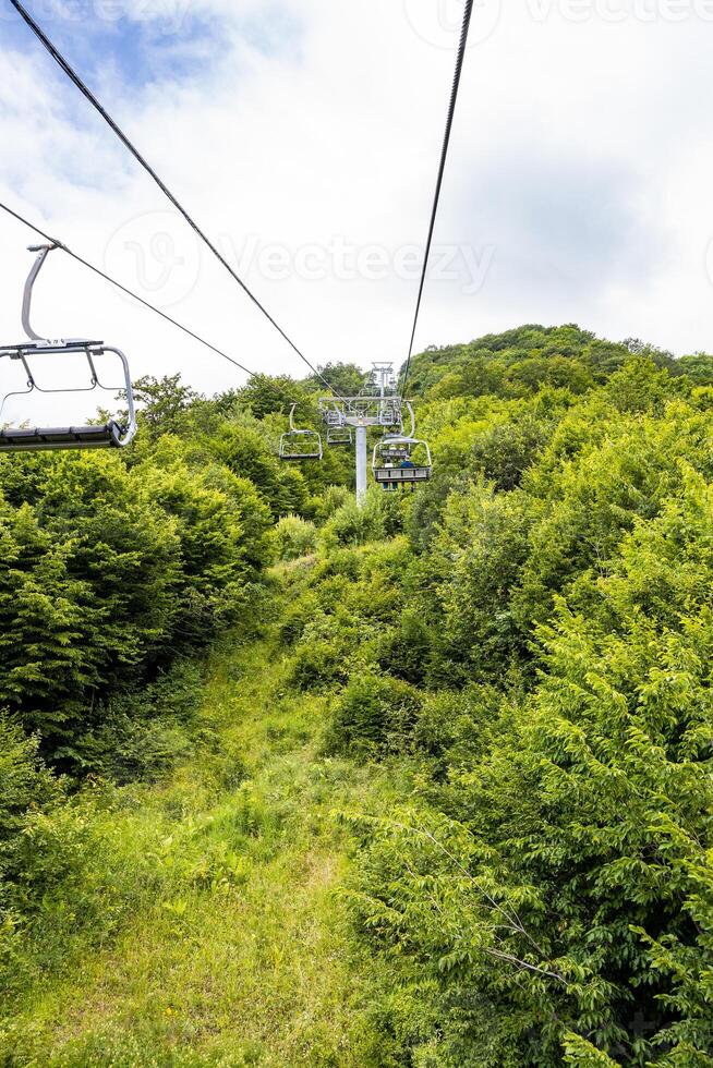 ropeway on top of mount in Tsaghkadzor town, photo