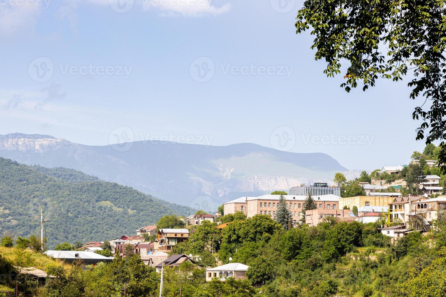 urban houses on mountain slope in Dilijan city photo