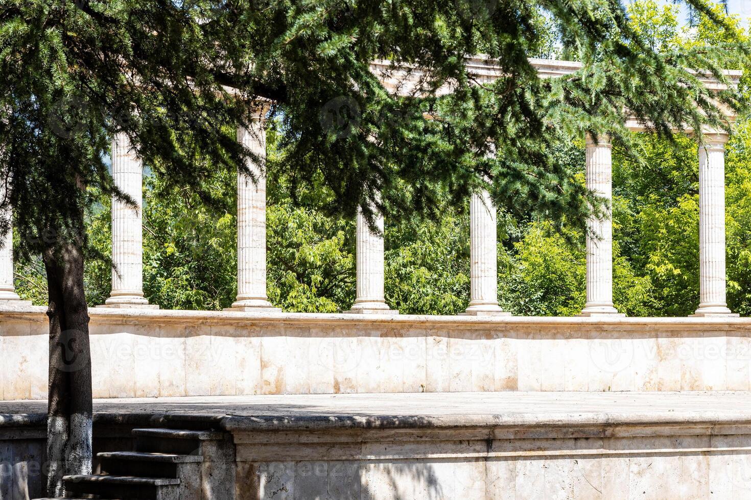 colonnade in outdoor amphitheatre in Dilijan city photo