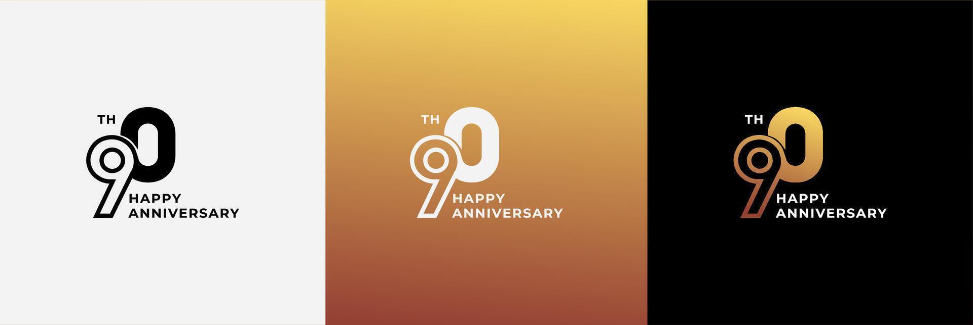 Logo 90th, 90 years anniversary, Creative design for celebration, birthday, greeting and invitation. Editable file vector