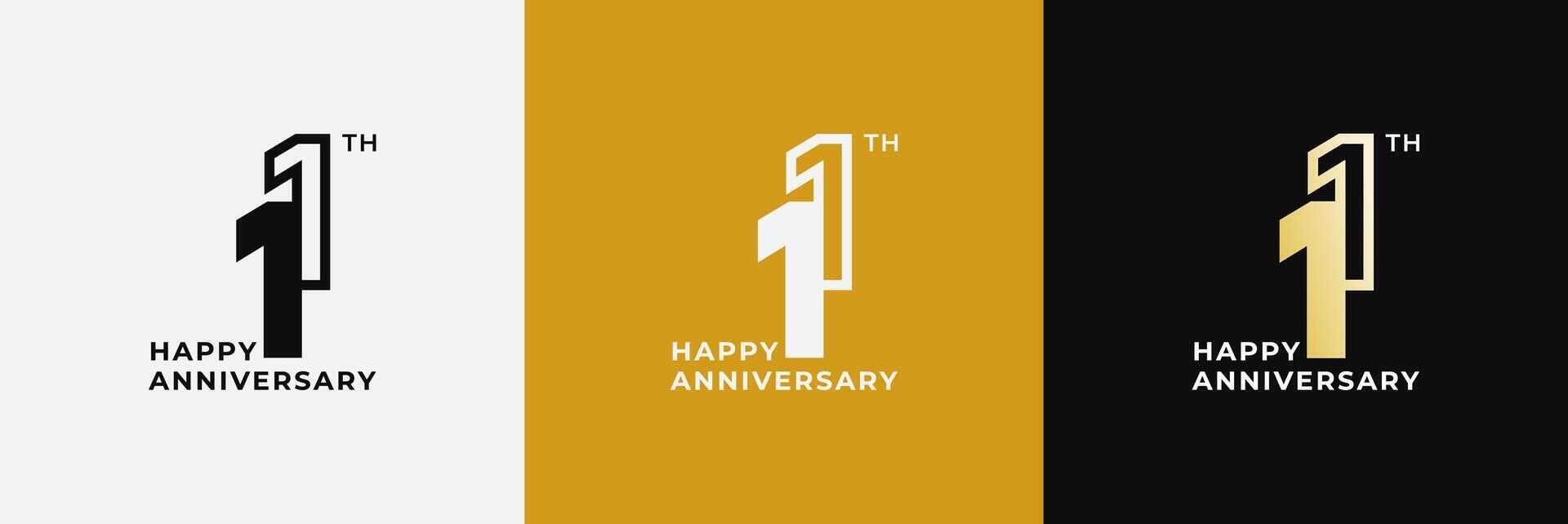 Logo 11th, 11 years anniversary, Creative template for celebration, birthday, greeting and invitation. Editable file vector