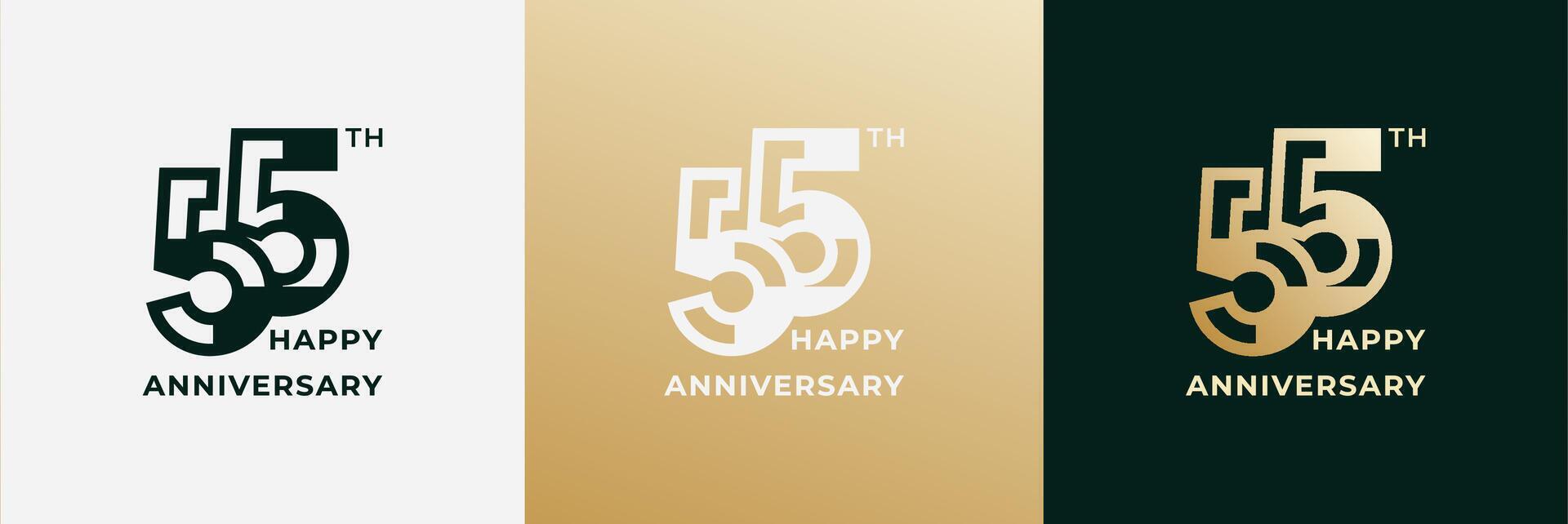 Logo 55th, 55 years anniversary, design template for celebration, birthday, greeting and invitation. Editable file vector