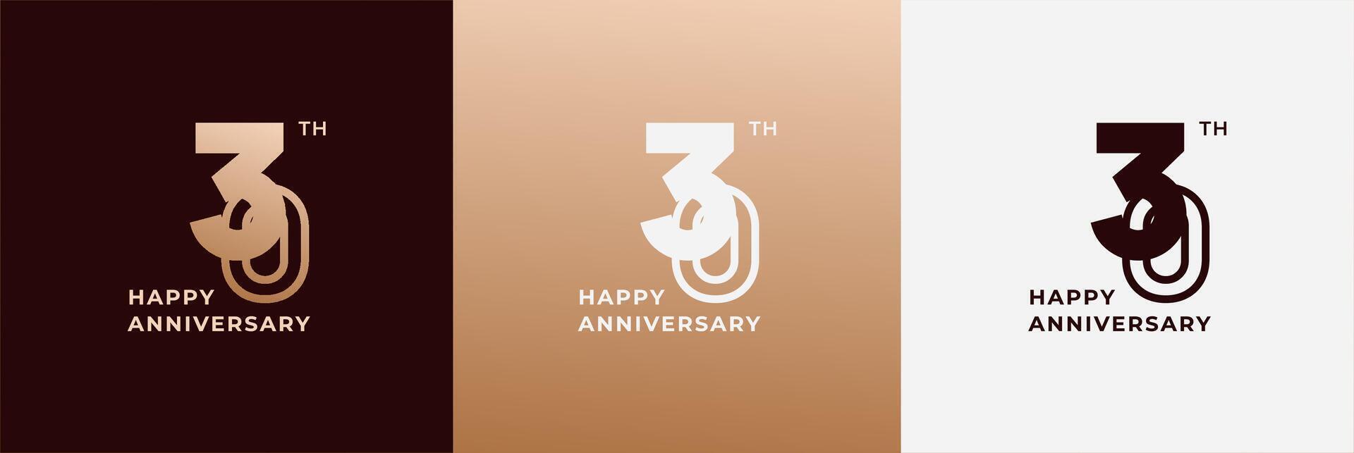Logo 30th, 30 years anniversary, Creative design template for celebration, birthday and invitation. Editable file vector