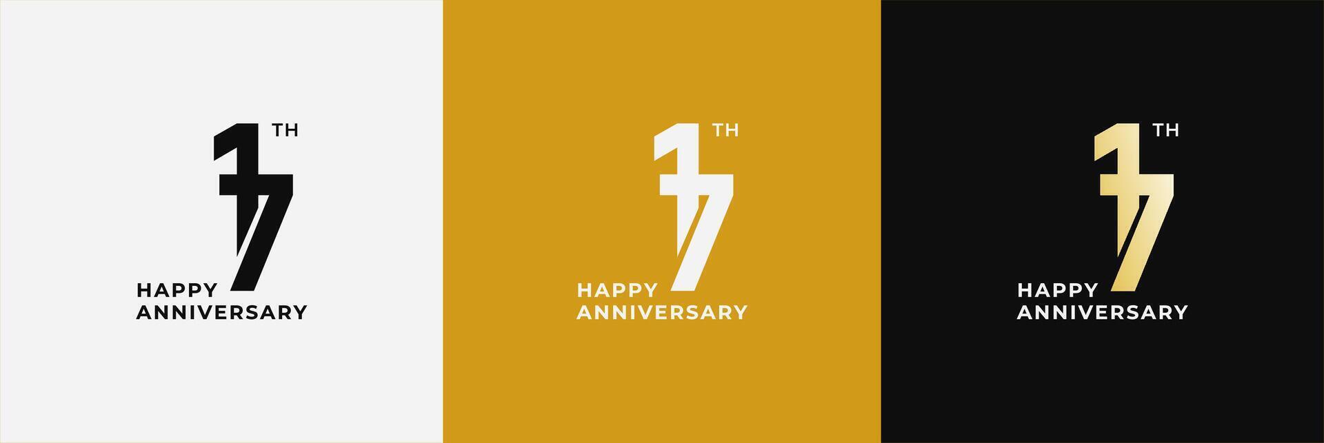 Logo 17th, 17 years anniversary, Creative design template for celebration, greeting and invitation. Editable file vector