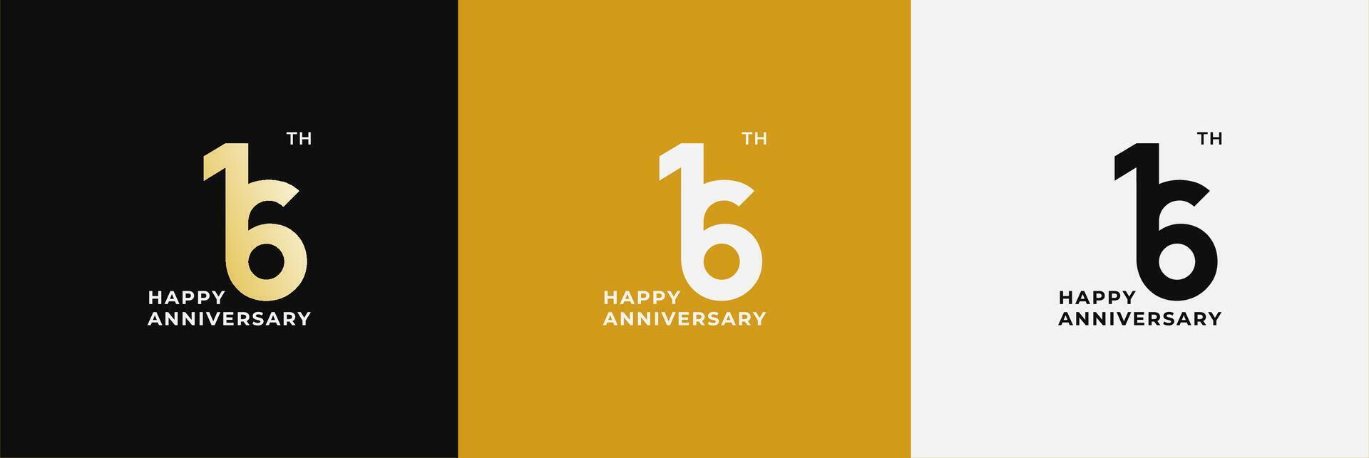 Logo 16th, 16 years anniversary, Creative design for celebration, birthday, greeting and invitation. Editable file vector