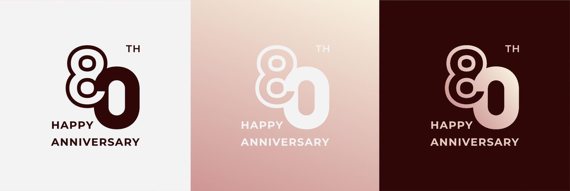 Logo 80th, 80 years anniversary, Creative design for celebration, birthday, greeting and invitation. Editable file vector
