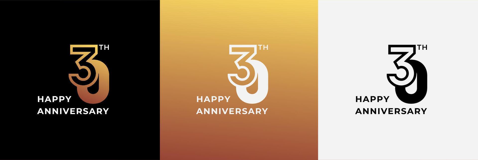 Logo 30th, 30 years anniversary, Creative template for celebration, birthday, greeting and invitation. Editable file vector