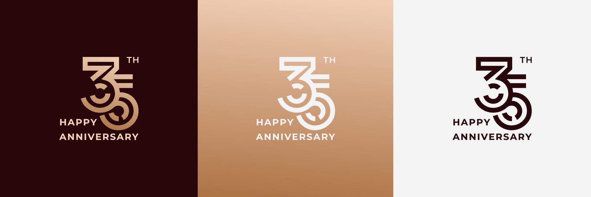 Logo 35th, 35 years anniversary, Creative design template for celebration, birthday, greeting and invitation. Editable file vector
