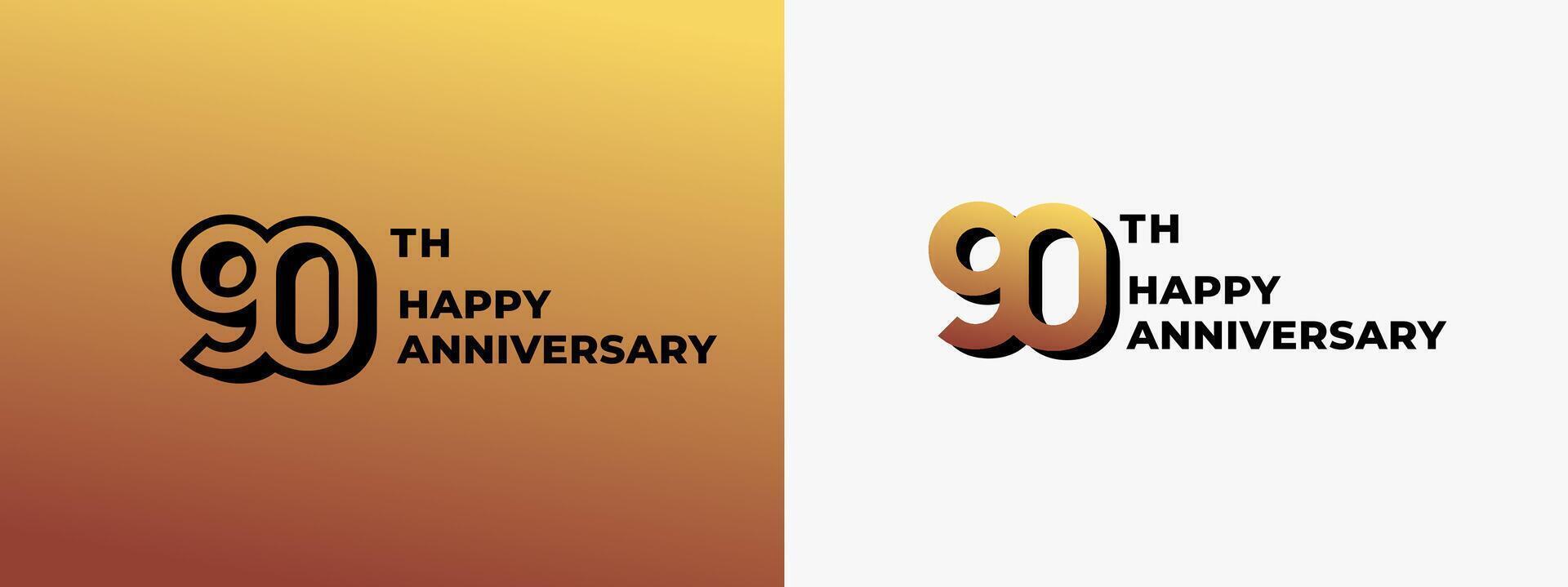 Logo 90th, 10th-90th, 10-90 years happy anniversary, Creative design template for celebration, birthday, greeting and invitation. Editable file vector