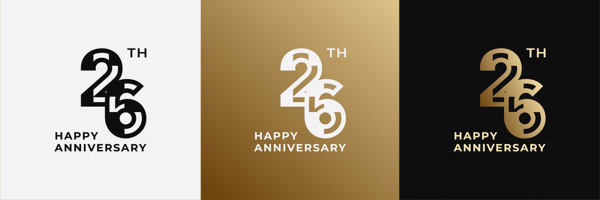 Logo 26th, 26 years anniversary, design template for celebration, birthday, greeting and invitation. Editable file vector