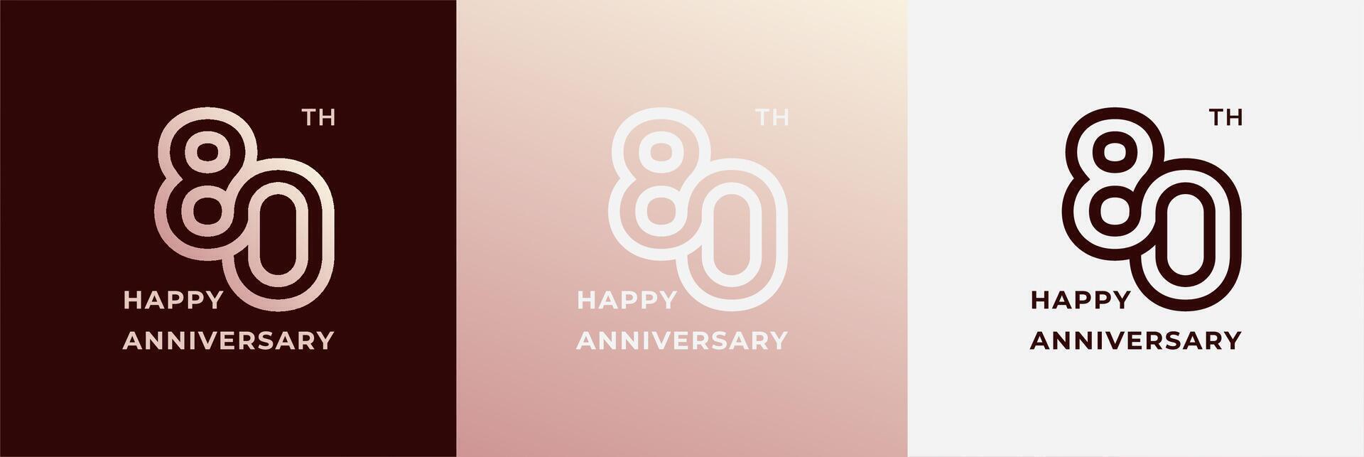 Logo 80th, 80 years anniversary, Creative design template for celebration, greeting and invitation. Editable file vector