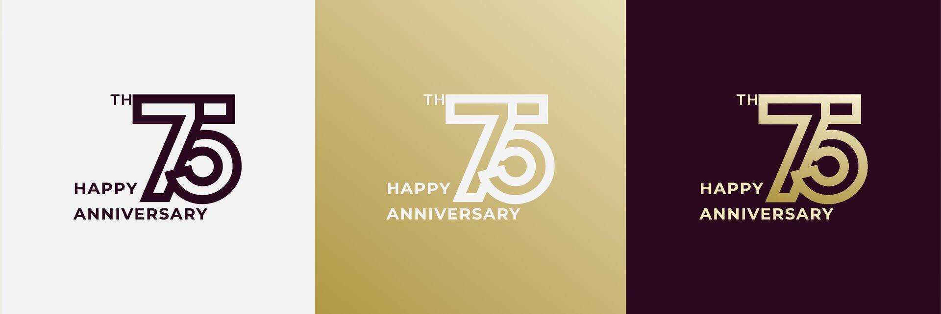 Logo 75th, 75 years anniversary, Creative design template for celebration, greeting and invitation. Editable file vector