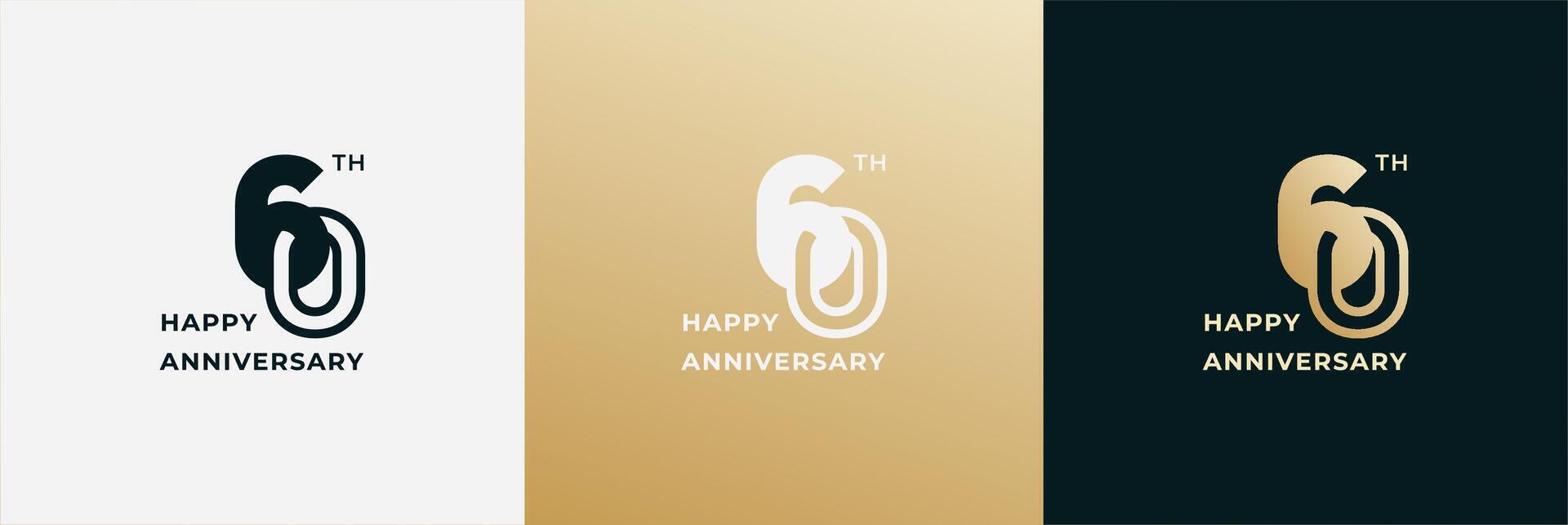 Logo 60th, 60 years anniversary, Creative design template for celebration, birthday and invitation. Editable file vector