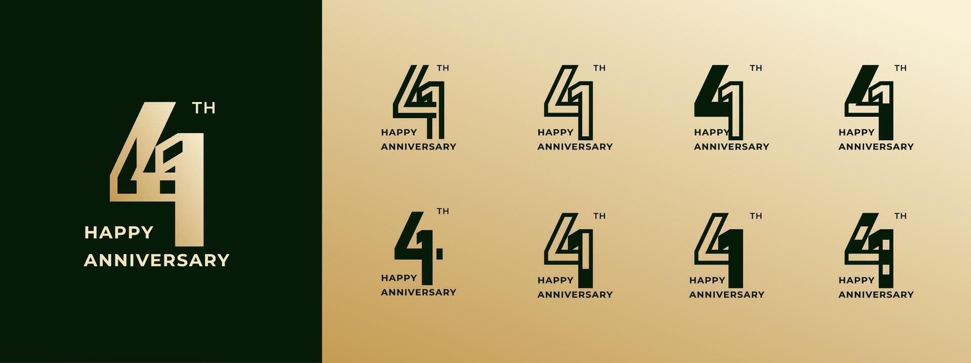 Logo 41th, years happy anniversary gold, Creative design template for celebration, birthday, greeting and invitation. Editable file vector