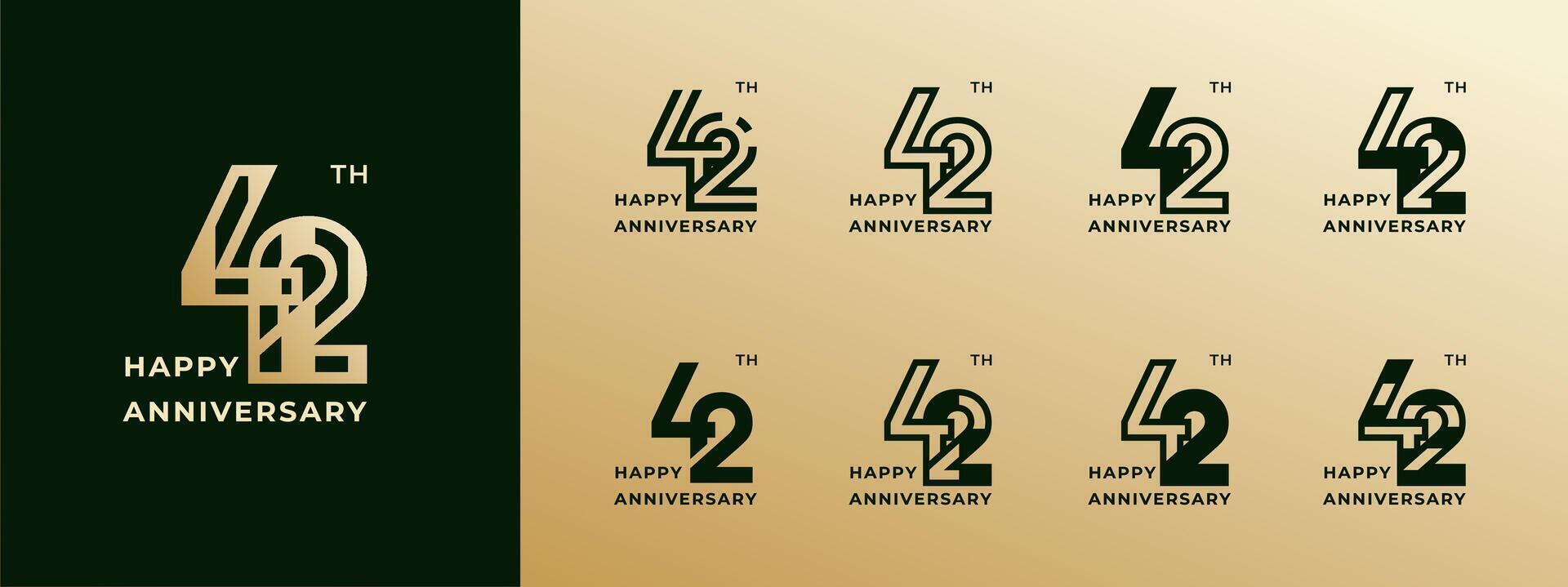Logo 42th, years happy anniversary gold, Creative design template for celebration, birthday, greeting and invitation. Editable file vector
