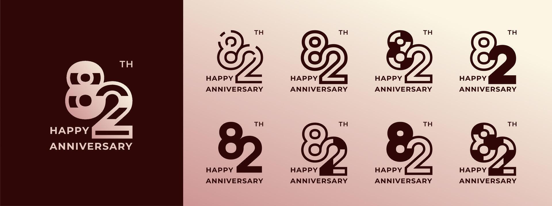 Logo 82th, years happy anniversary gold, Creative design template for celebration, birthday, greeting and invitation. Editable file vector