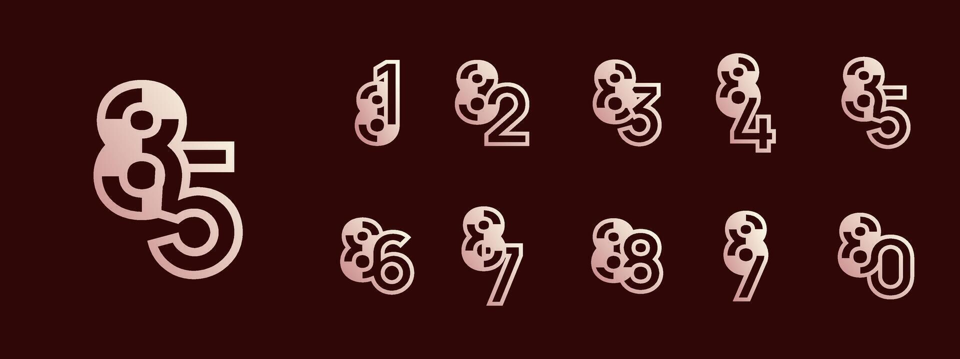 Logo 81th-89th, 81-89 years happy anniversary, Creative design template for celebration, birthday, greeting . Editable file vector