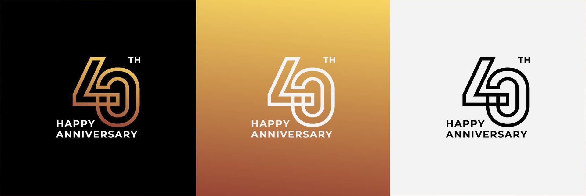 Logo 40th, 40 years anniversary, Creative design template for celebration, birthday, greeting and invitation. Editable file vector