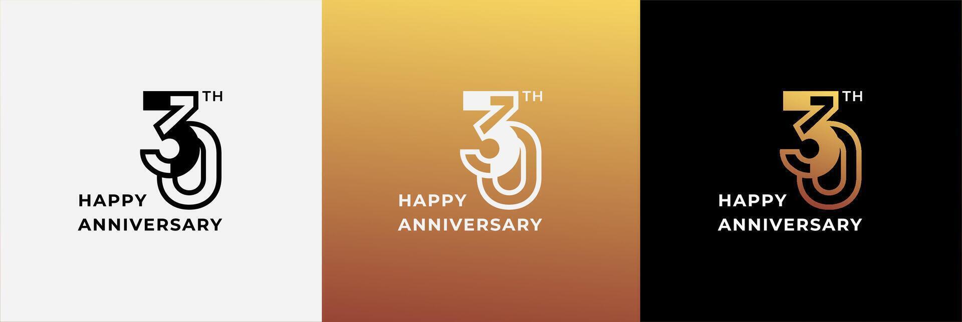 Logo 30th, 30 years anniversary, Creative design template for celebration, birthday and invitation. Editable file vector