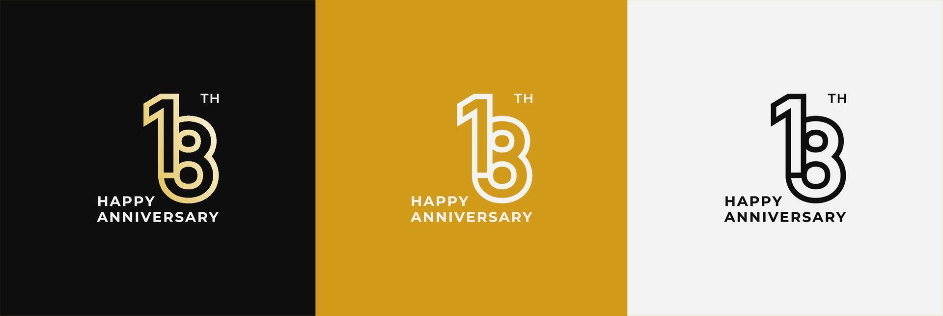 Logo 18th, 18 years anniversary, Creative design template for celebration, greeting and invitation. Editable file vector