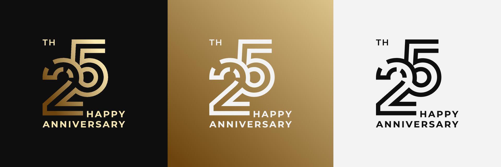 Logo 25th, 25 years anniversary, Creative design template for celebration, birthday, greeting and invitation. Editable file vector