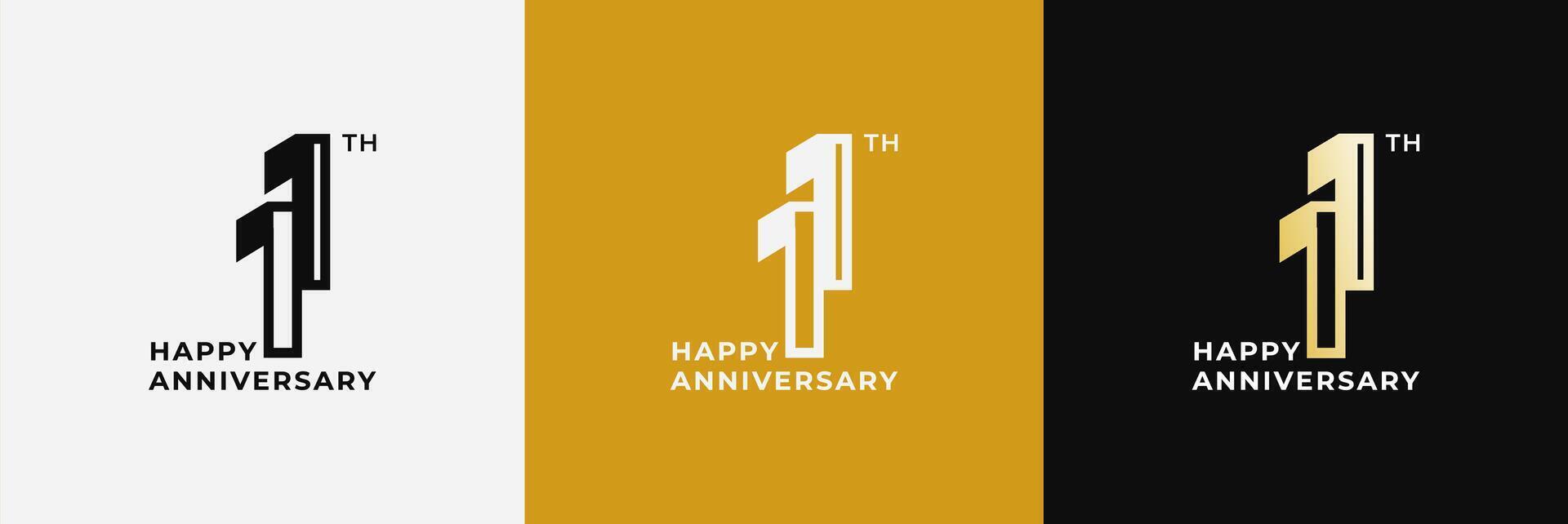 Logo 11th, 11 years anniversary, Creative design template for celebration, greeting, birthday and invitation. Editable file vector