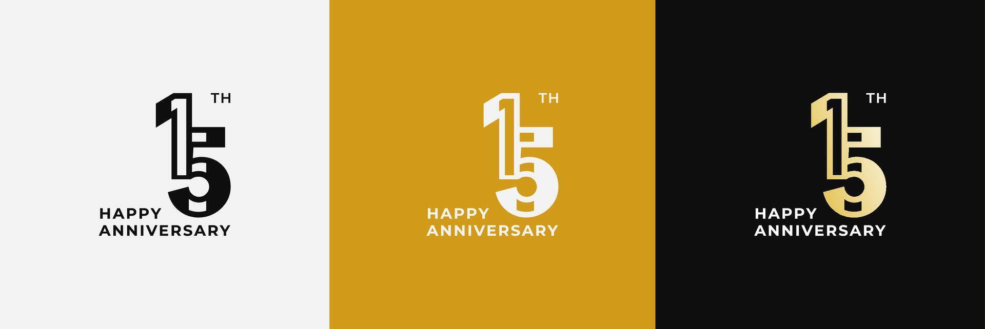 Logo 15th, 15 years happy anniversary, Creative design template for celebration, birthday, greeting and invitation. Editable file vector