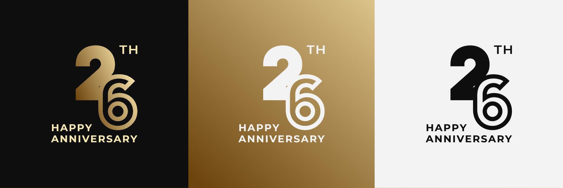 Logo 26th, 26 years anniversary, Creative design template for celebration, birthday and invitation. Editable file vector