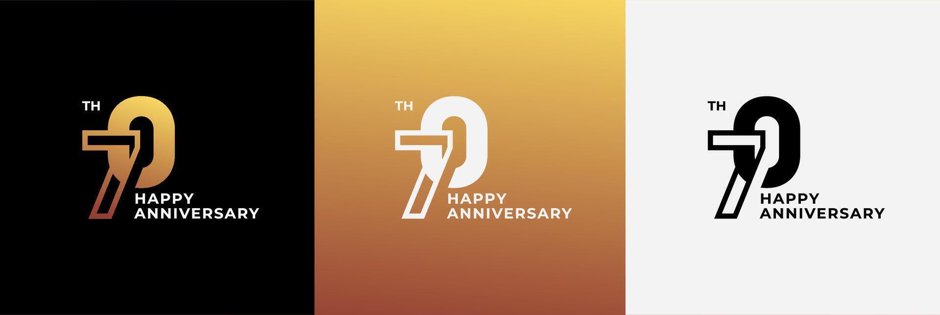 Logo 70th, 70 years anniversary, Creative design for celebration, birthday, greeting and invitation. Editable file vector