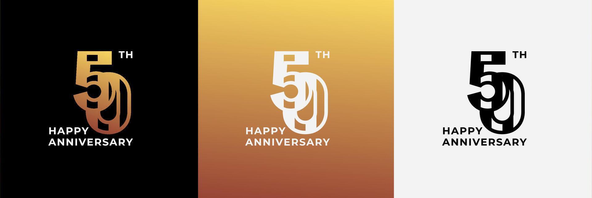 Logo 50th, 50 years anniversary, Creative design template for celebration, birthday and invitation. Editable file vector