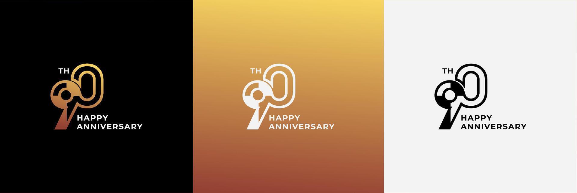Logo 90th, 90 years anniversary, Creative design template for celebration, greeting and invitation. Editable file vector