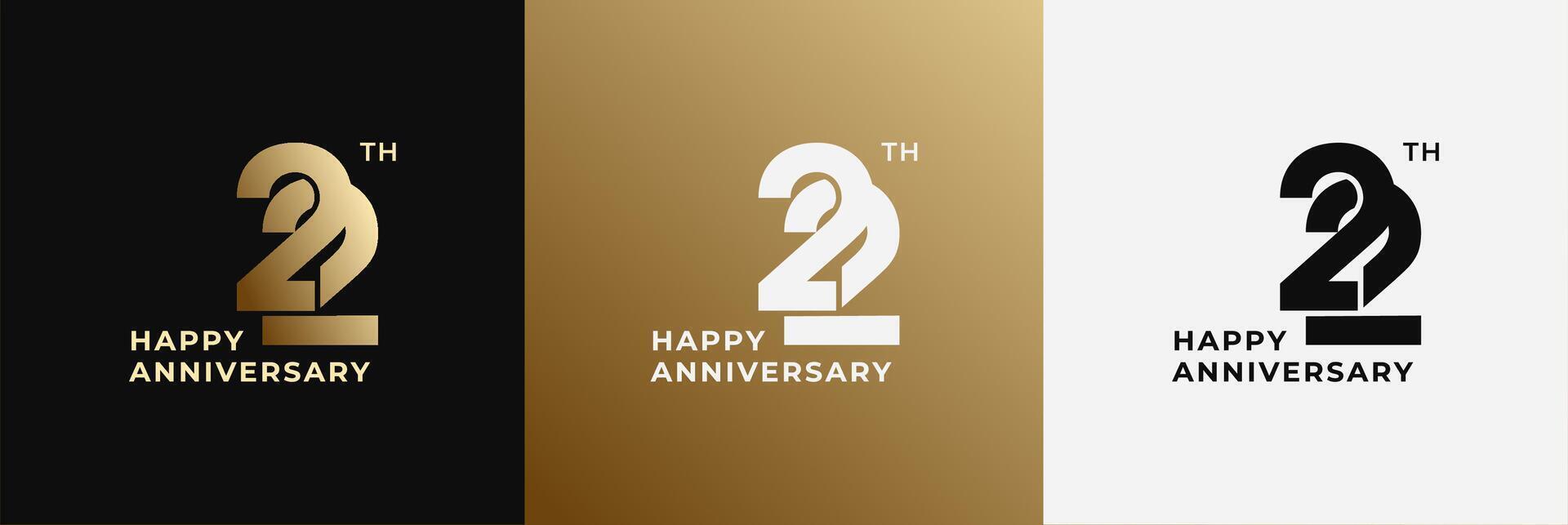 Logo 22th, 22 years anniversary, Creative design for celebration, birthday, greeting and invitation. Editable file vector