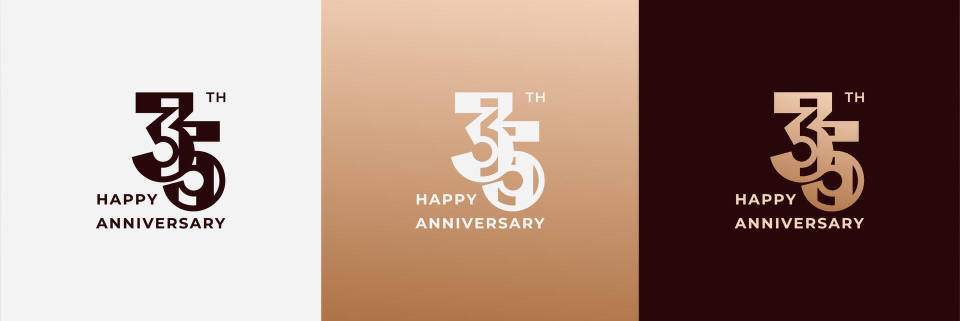 Logo 35th, 35 years happy anniversary, Creative design template for celebration, birthday, greeting and invitation. Editable file vector