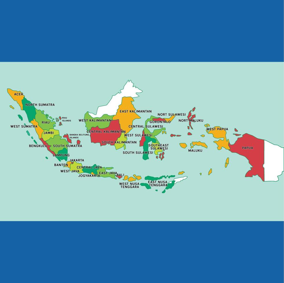 Map of Indonesia with island explanations vector