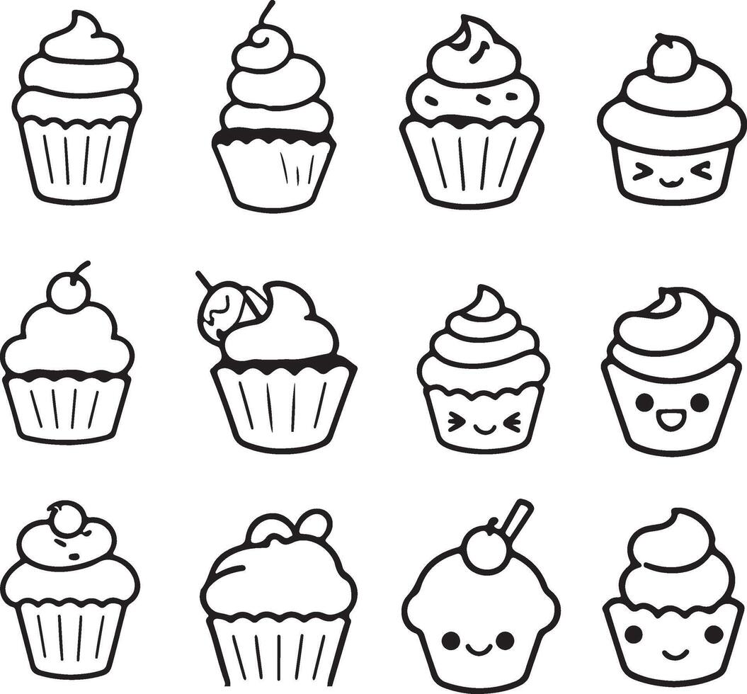 Cupcake black color icon silhouette illustration vector