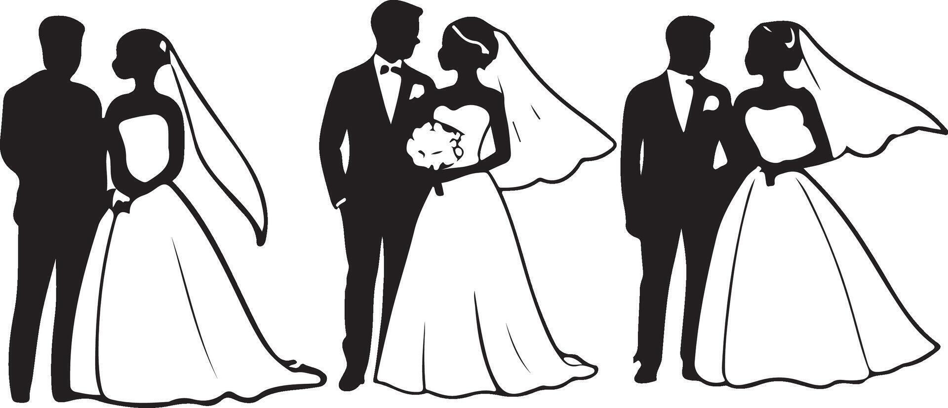 Wedding couple silhouette, wedding couple symbol for website, social media vector