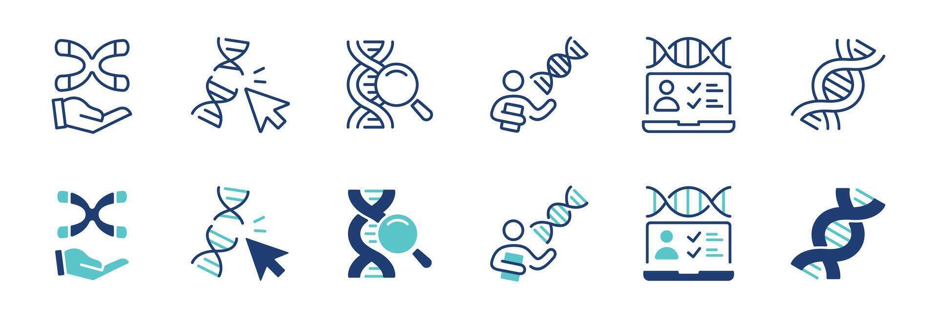 molecular biotechnology genetic dna icon set helix chromosome gene biology heredity signs illustration collection vector