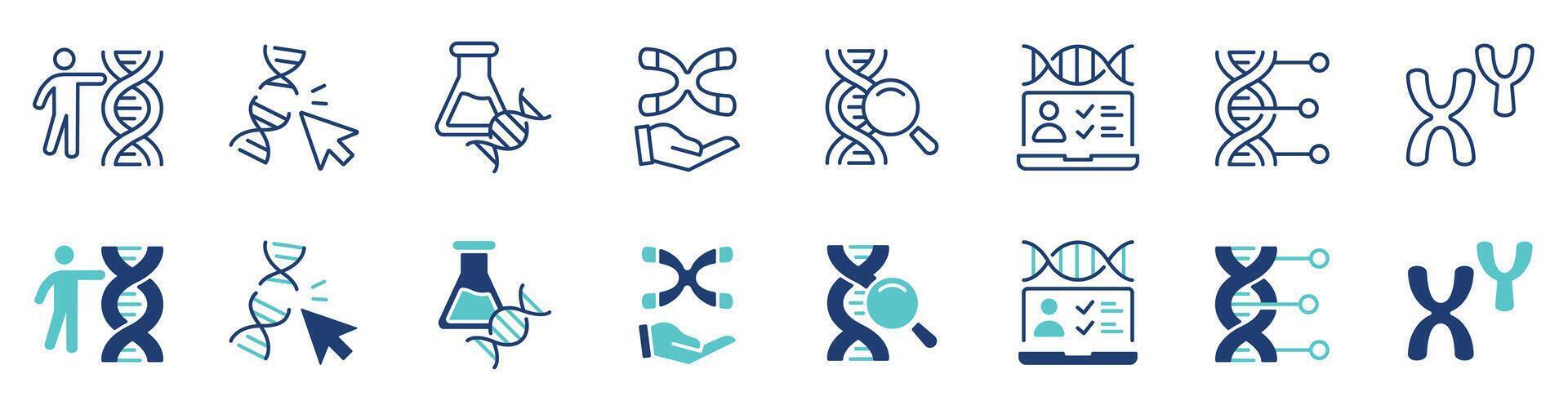 molecular chromosome genetic dna icon set helix biotechnology gene heredity science signs illustration vector