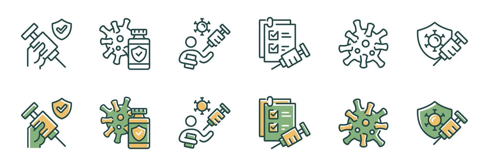 vaccine syringe icon set coronavirus immunity vaccination injection health treatment signs illustration vector