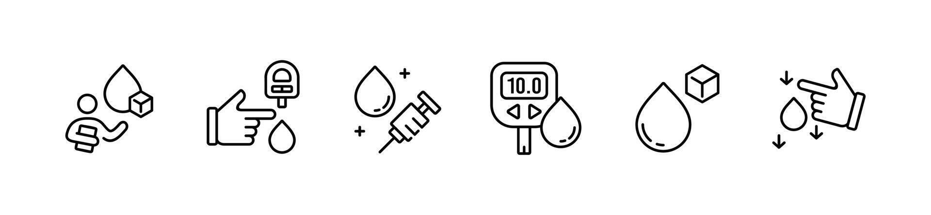 health care blood sugar icon set diabetes glucose measurement line illustration vector