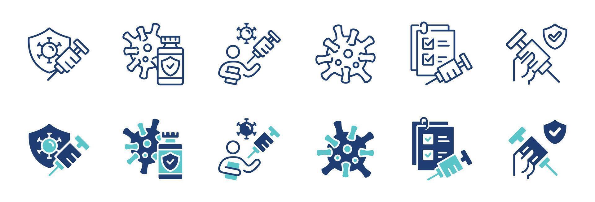 vaccination syringe icon set coronavirus immunity injection vaccine health treatment signs illustration for web and app vector